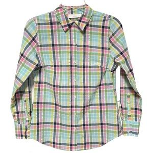 1901 Blue Pink Multi Plaid Button Front Shirt